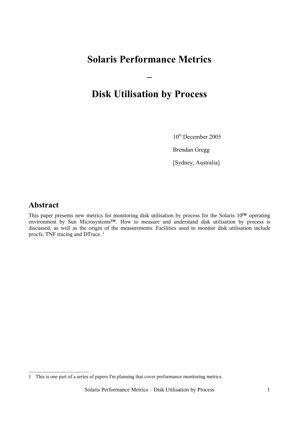 Disk Utilisation by Process