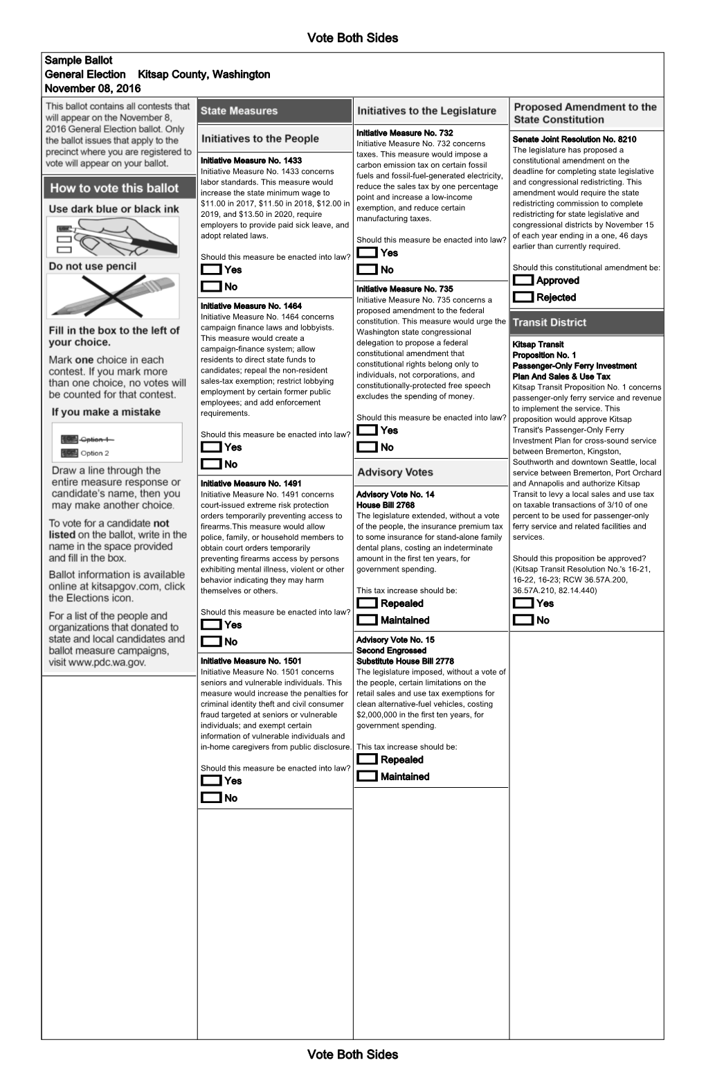 Sample Ballot General Election Kitsap County, Washington November 08, 2016