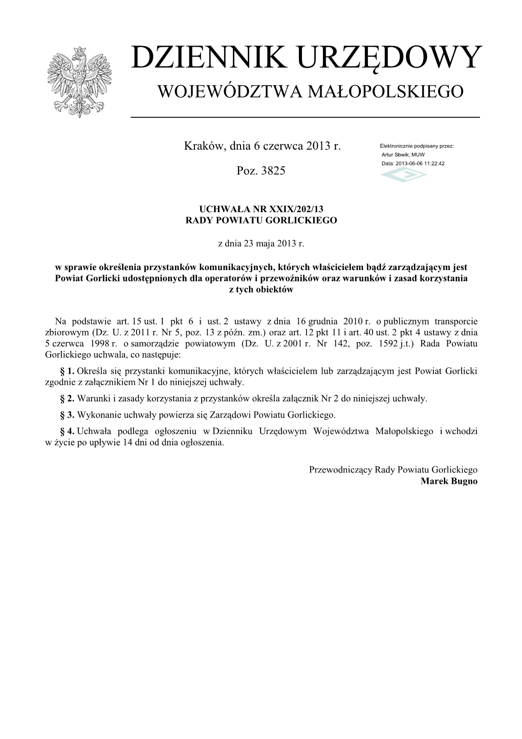 Uchwała Nr XXIX/202/13 Z Dnia 23 Maja 2013 R