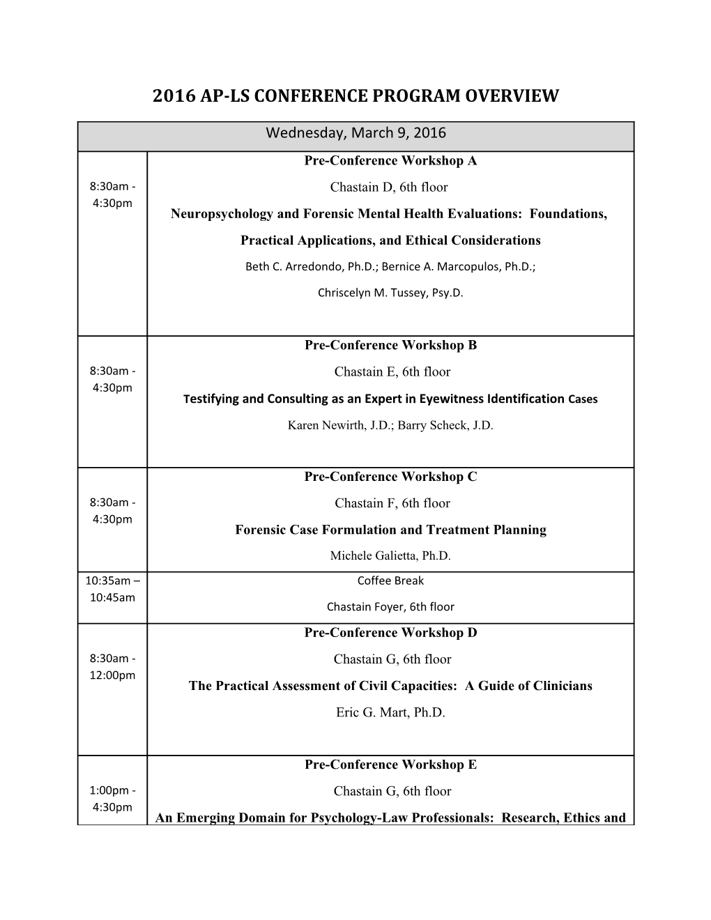 2016 Ap-Ls Conference Program Overview