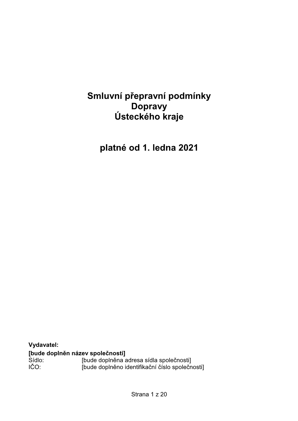 Smluvní Přepravní Podmínky Dopravy Ústeckého Kraje