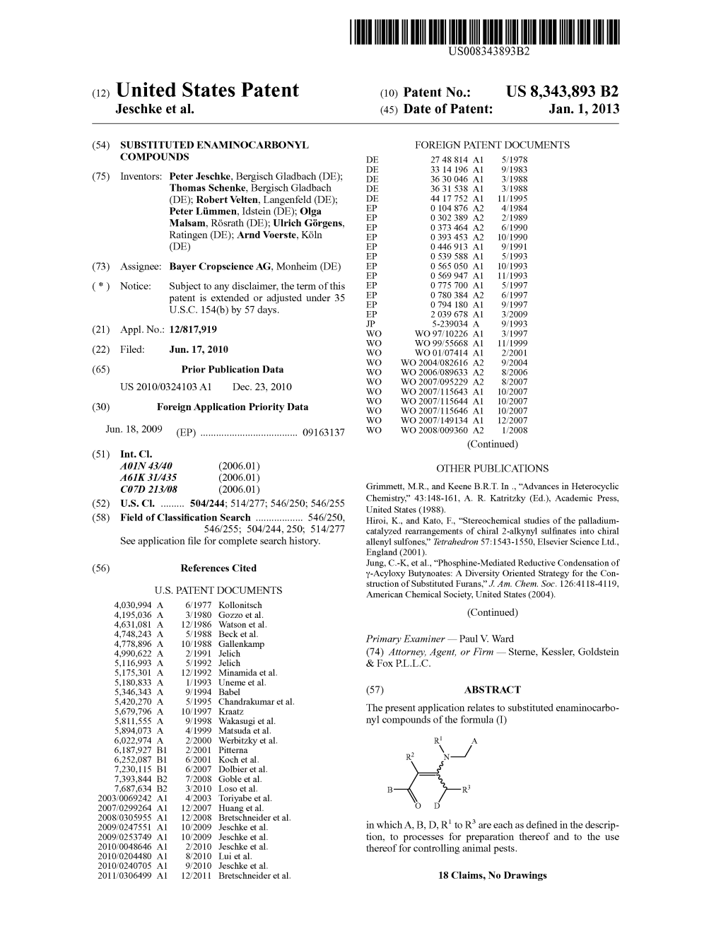 (12) United States Patent (10) Patent No.: US 8,343,893 B2 Jeschke Et Al