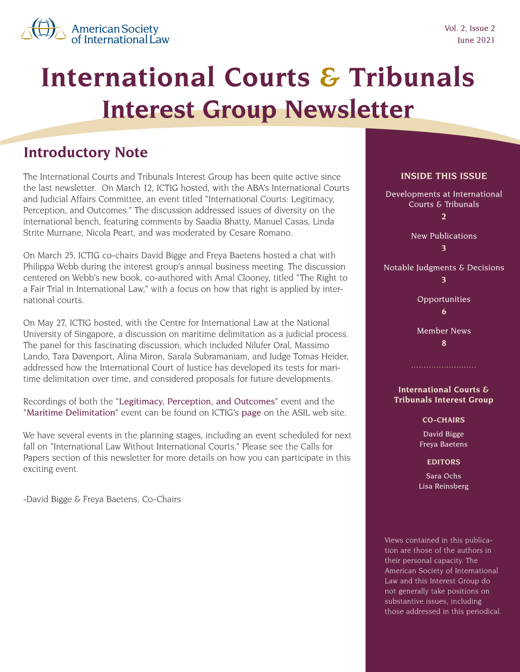 ICTIG June 2021 Newsletter