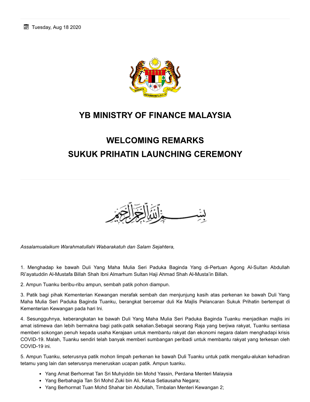 Sukuk Prihatin Launching Ceremony