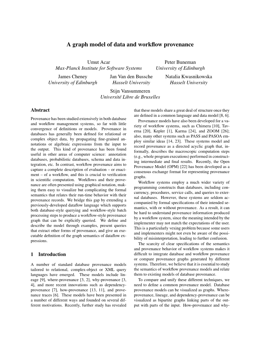 A Graph Model of Data and Workflow Provenance