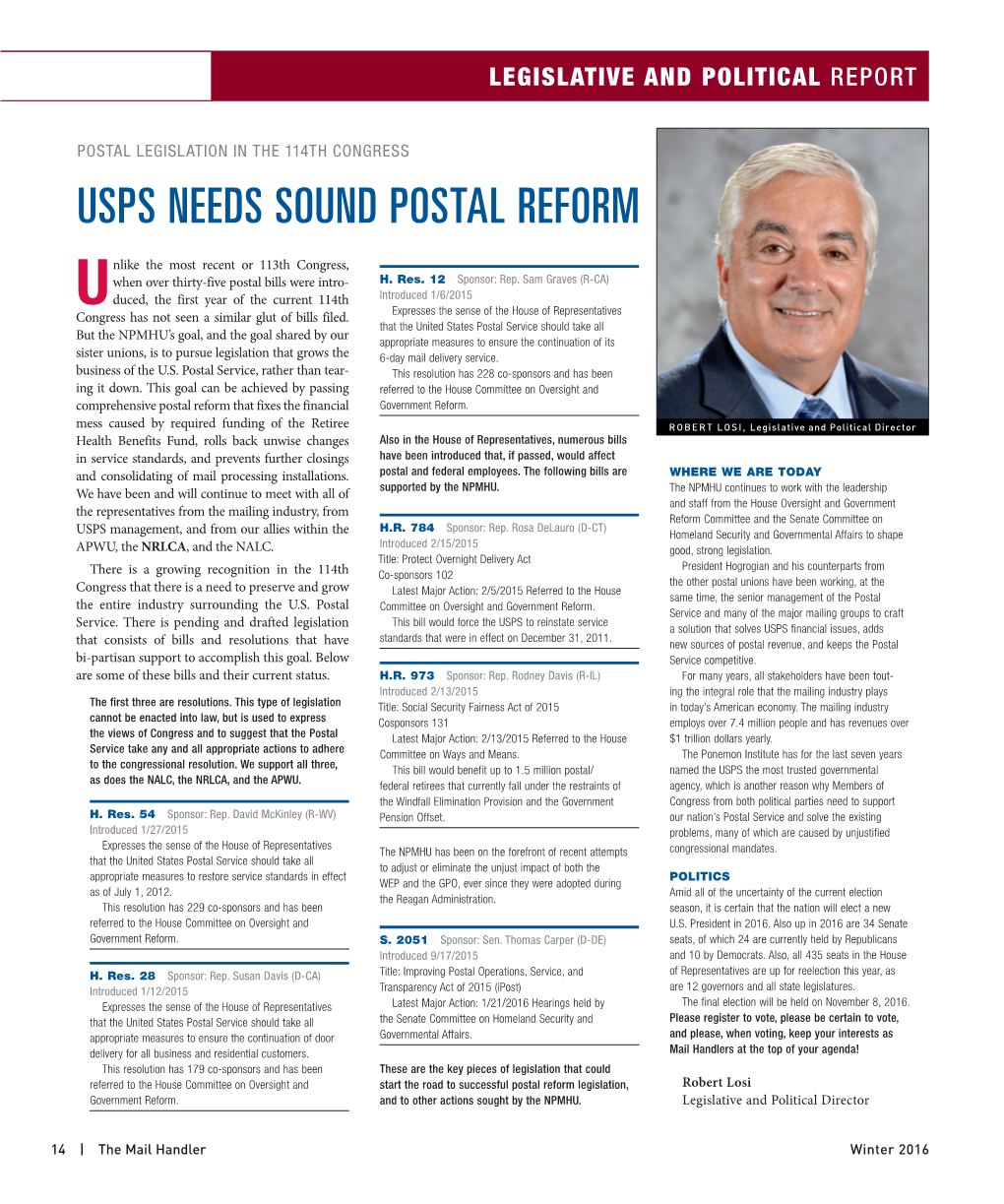 Usps Needs Sound Postal Reform