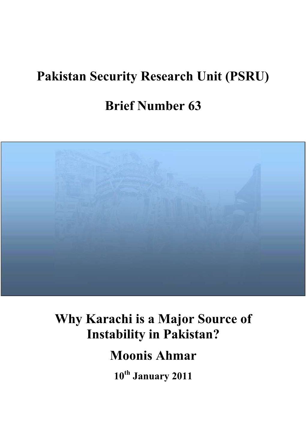 Pakistan Security Research Unit (PSRU)