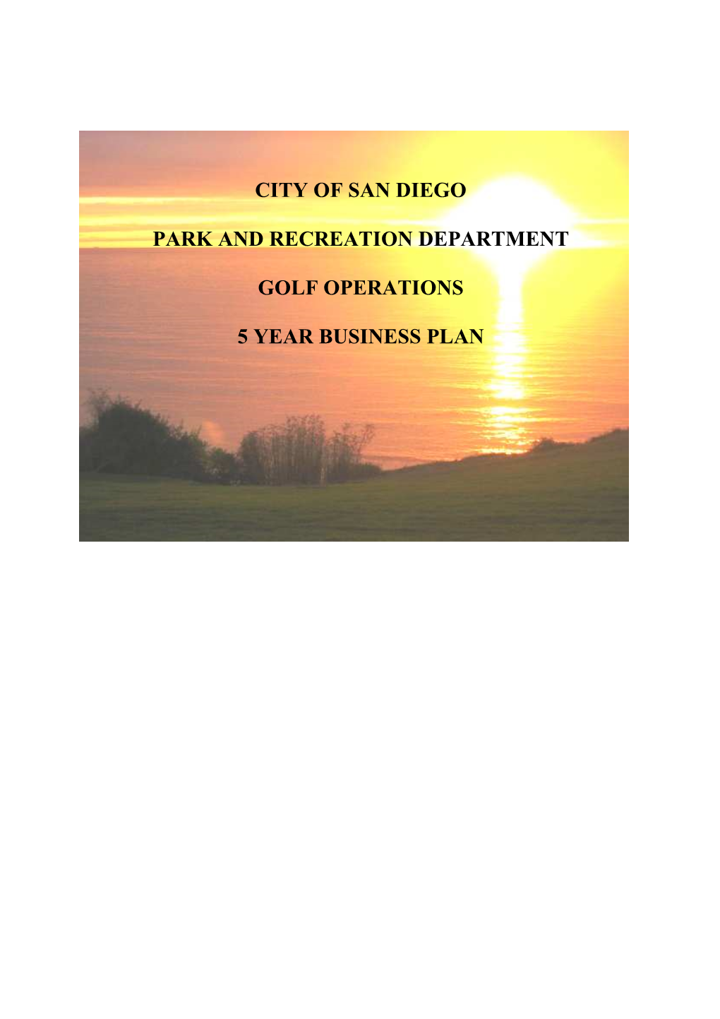 Golf Operations Five Year Business Plan