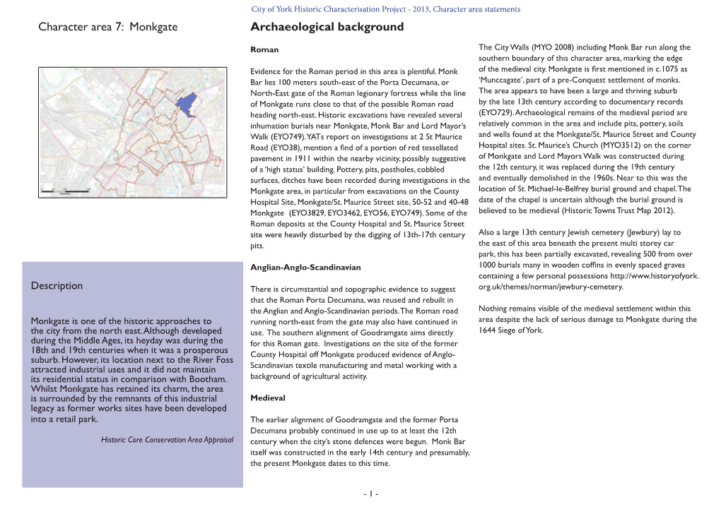 Monkgate Archaeological Background