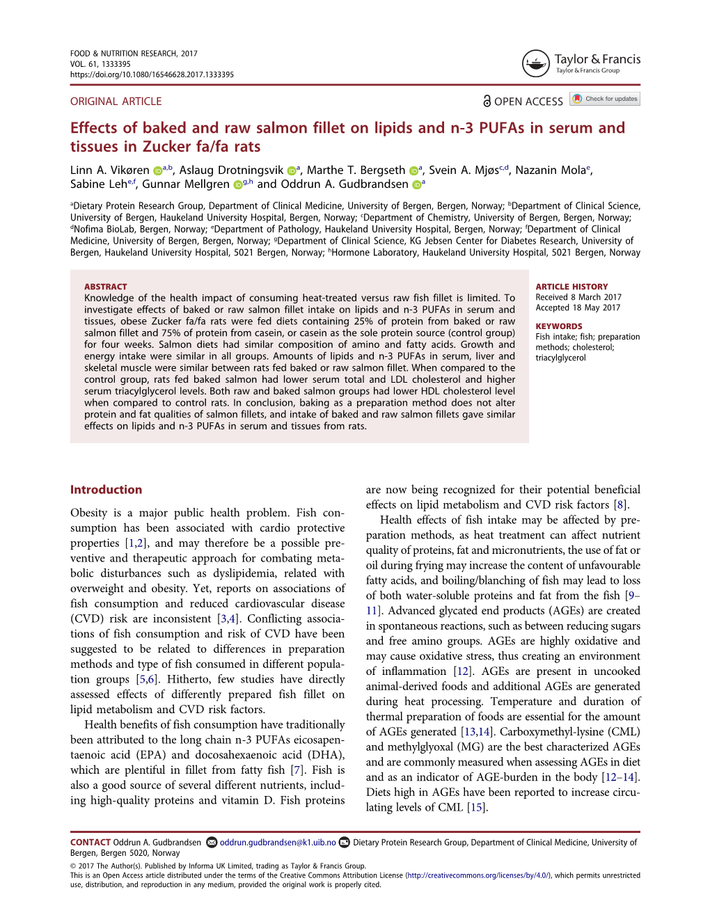 Effects of Baked and Raw Salmon Fillet on Lipids and N-3 Pufas in Serum and Tissues in Zucker Fa/Fa Rats