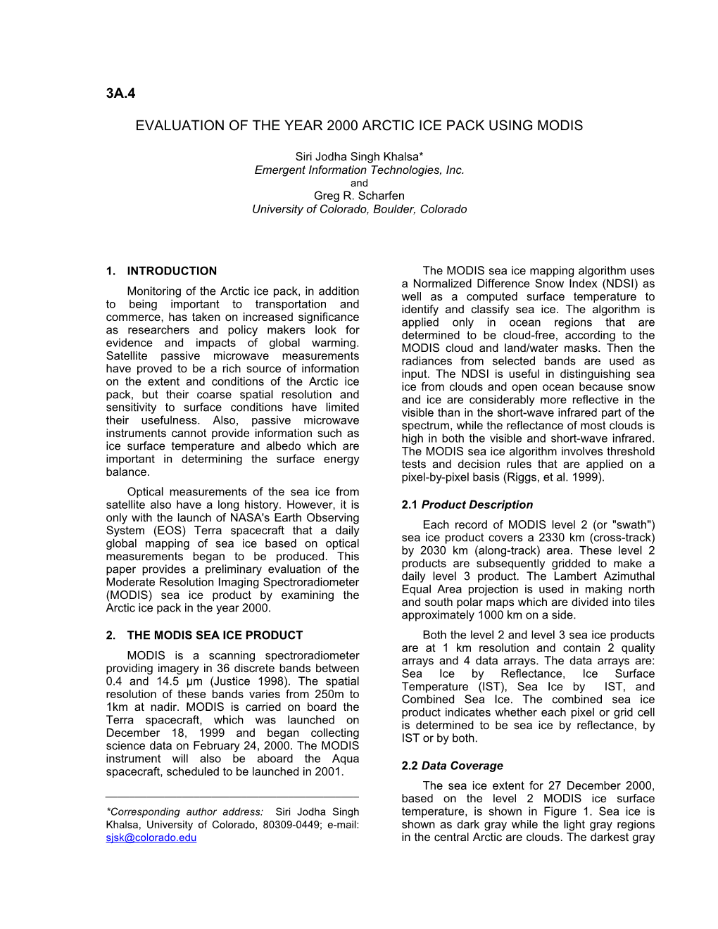 3A.4 Evaluation of the Year 2000 Arctic Ice Pack Using