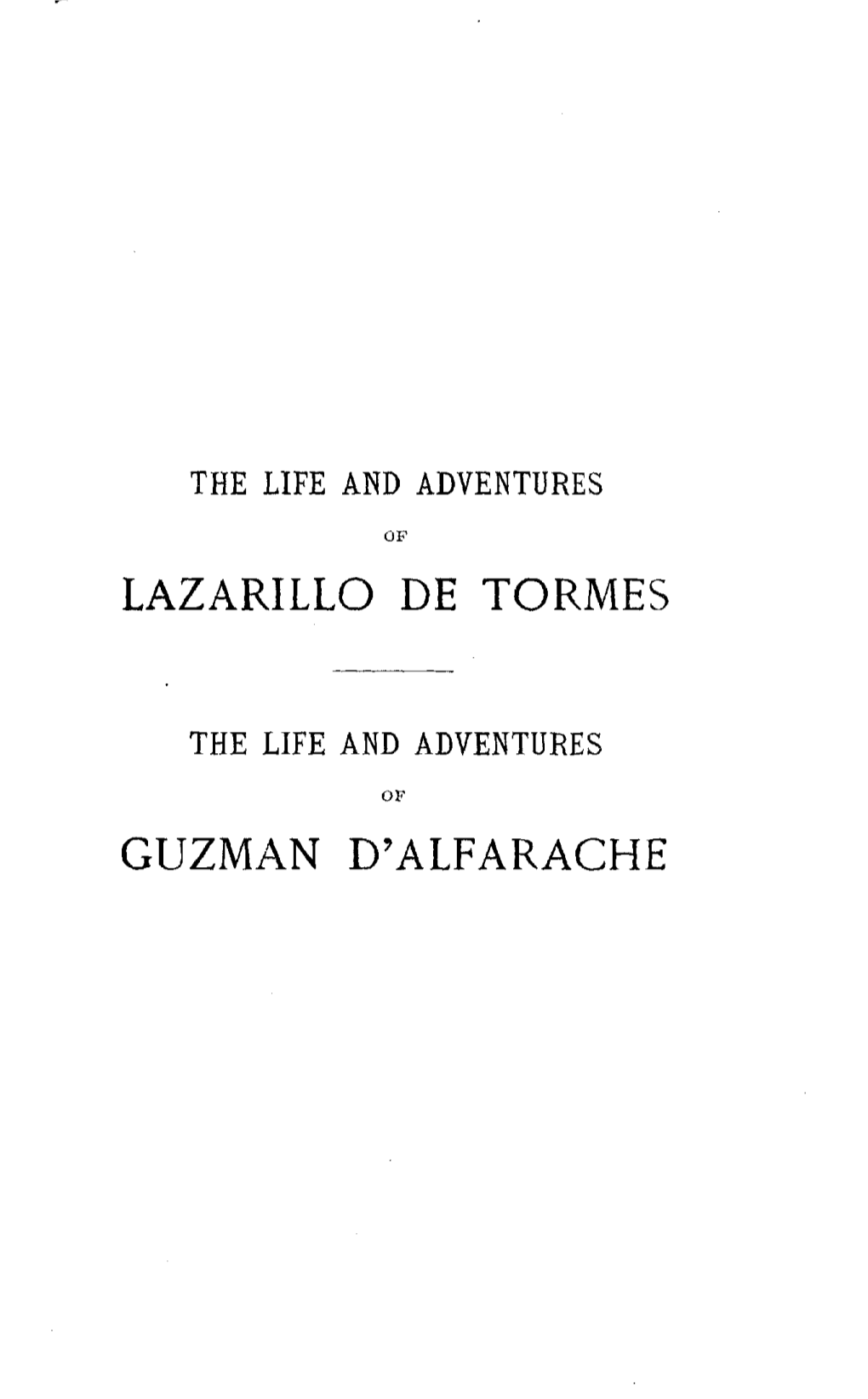 The Life and Adventures of Lazarillo De Tormes