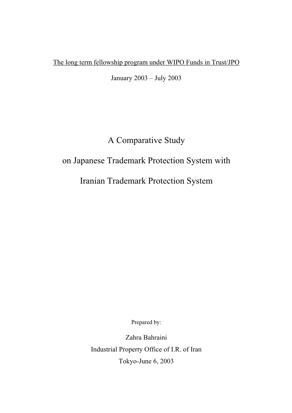 A Comparative Study on Japanese Trademark Protection System With