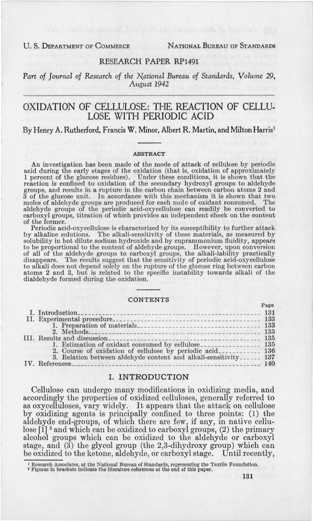 Oxidation of Cellulose: the Reaction of Cellulose with Periodic Acid