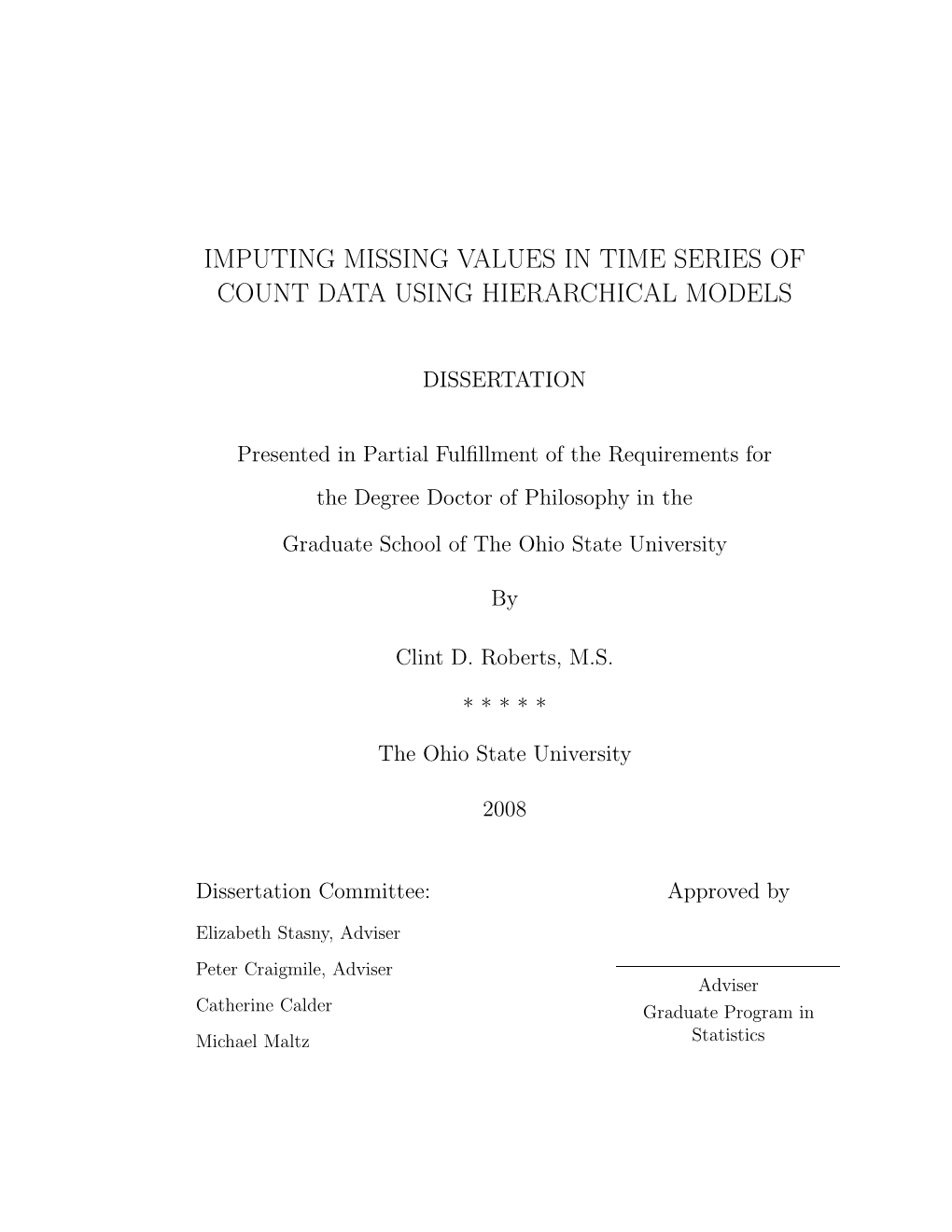 Imputing Missing Values in Time Series of Count Data Using Hierarchical Models