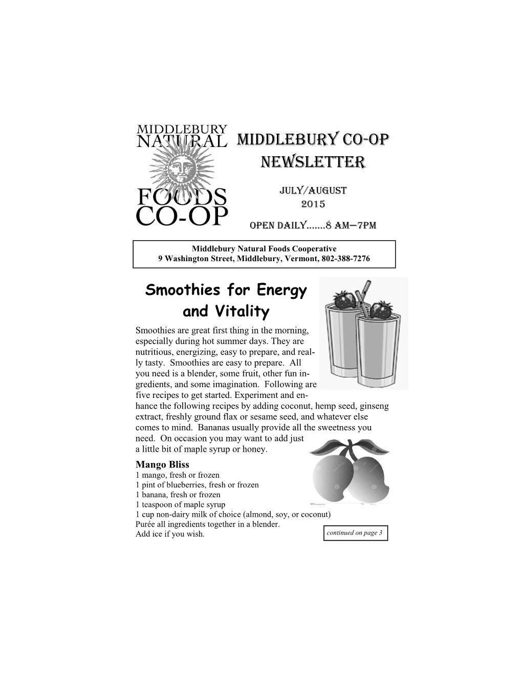 Middlebury Co-Op Newsletter