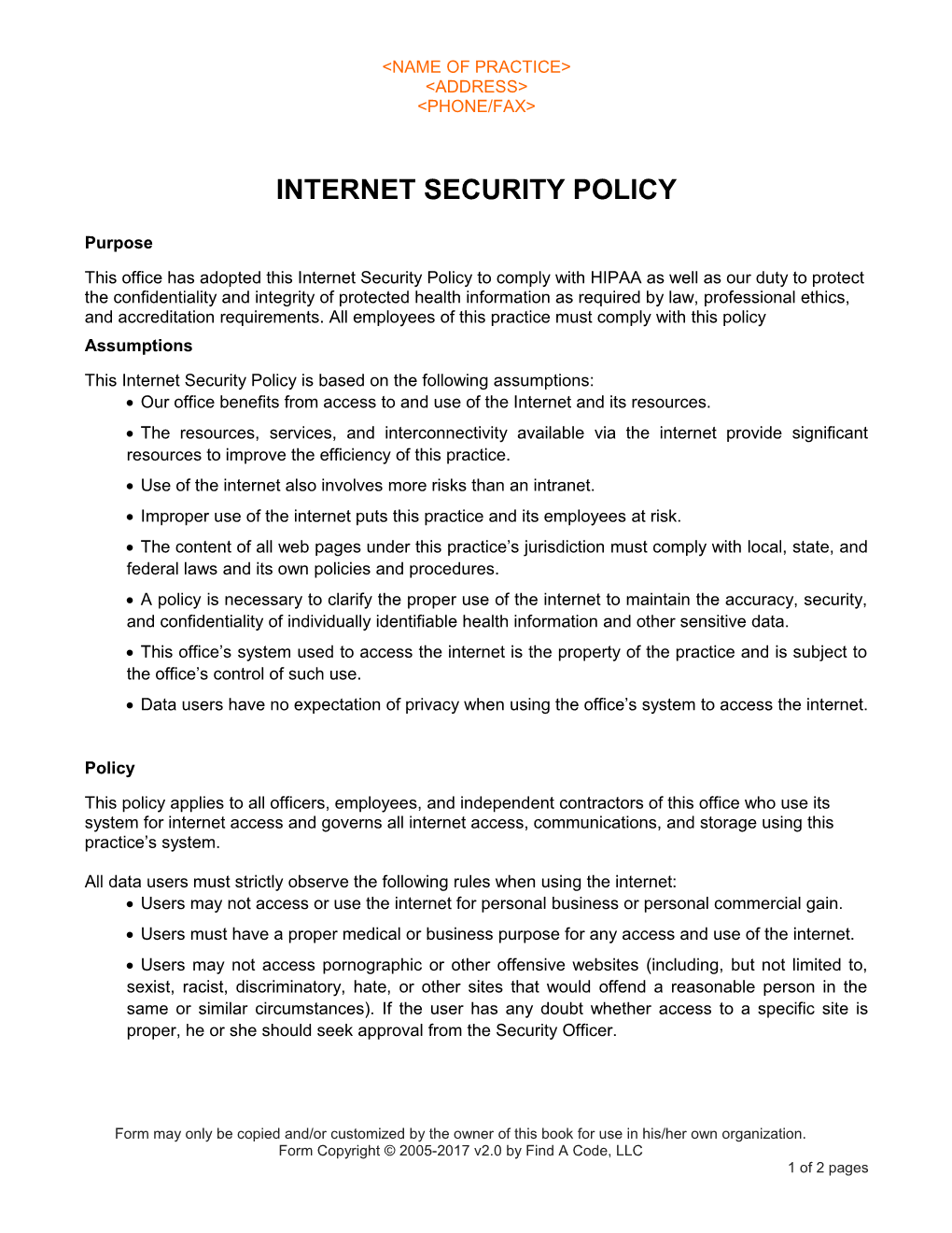 Internet Security Policy