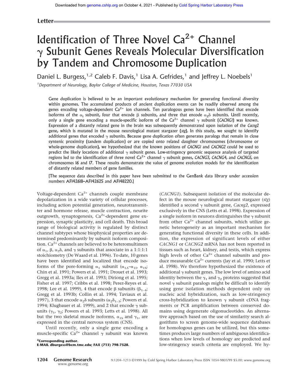 Identification of Three Novel Ca Channel Subunit Genes Reveals