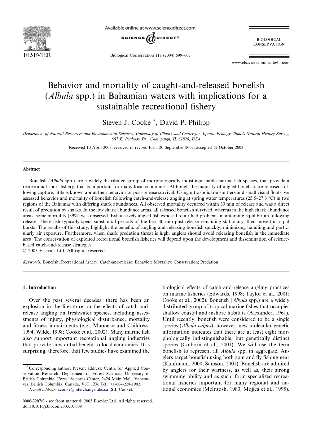 Behavior and Mortality of Caught-And-Released Bonefish