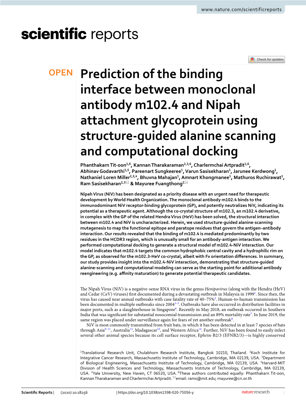 Prediction of the Binding Interface Between Monoclonal Antibody