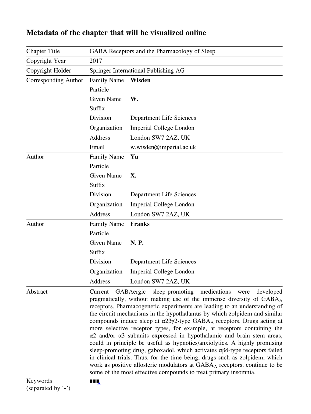 Metadata of the Chapter That Will Be Visualized Online