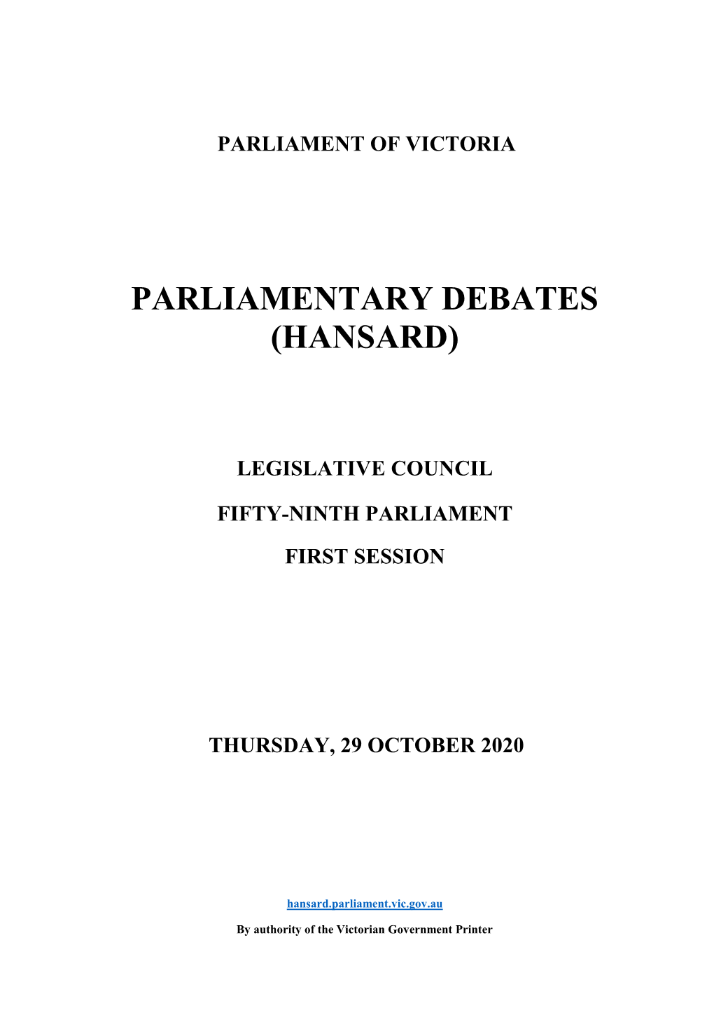 Parliamentary Debates (Hansard)