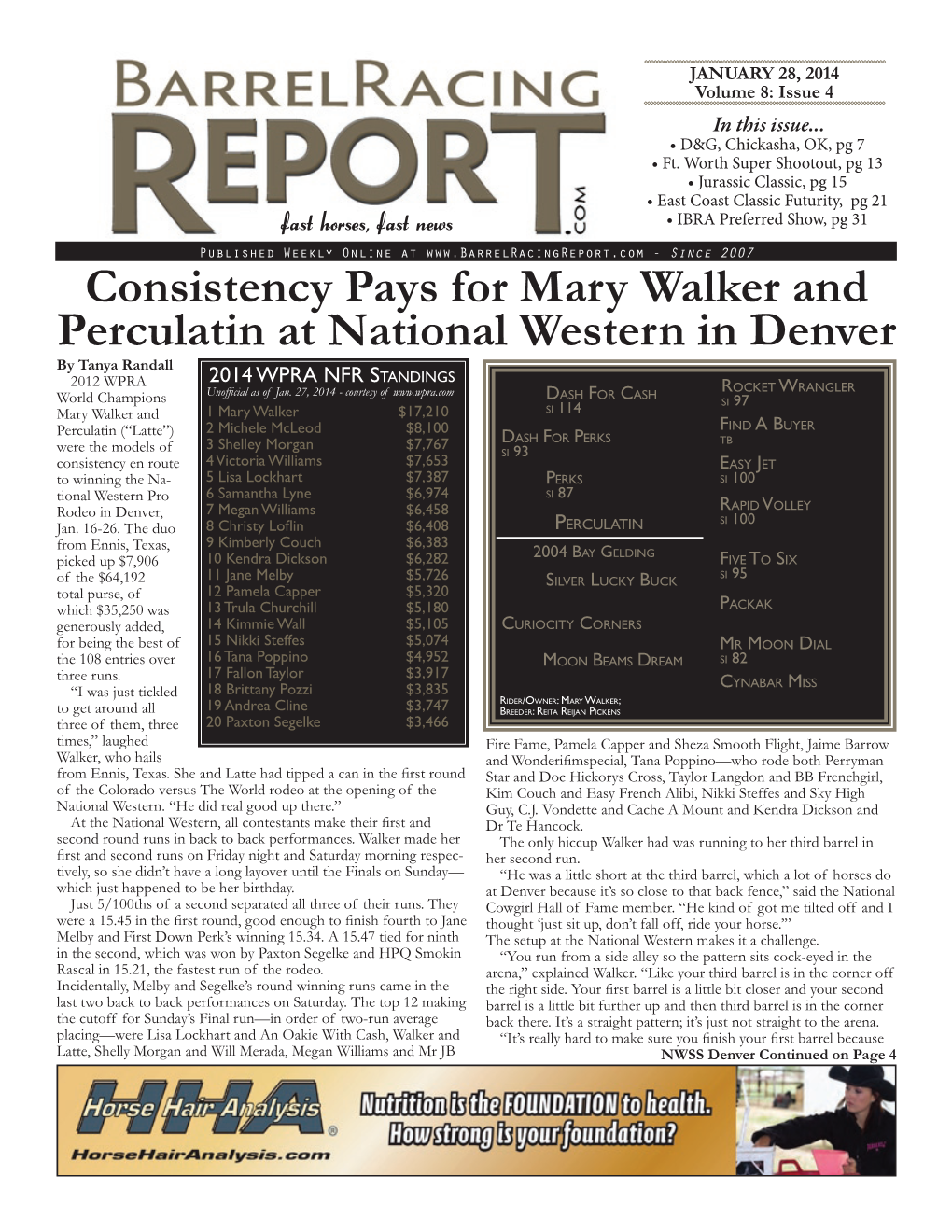 Consistency Pays for Mary Walker and Perculatin at National Western In