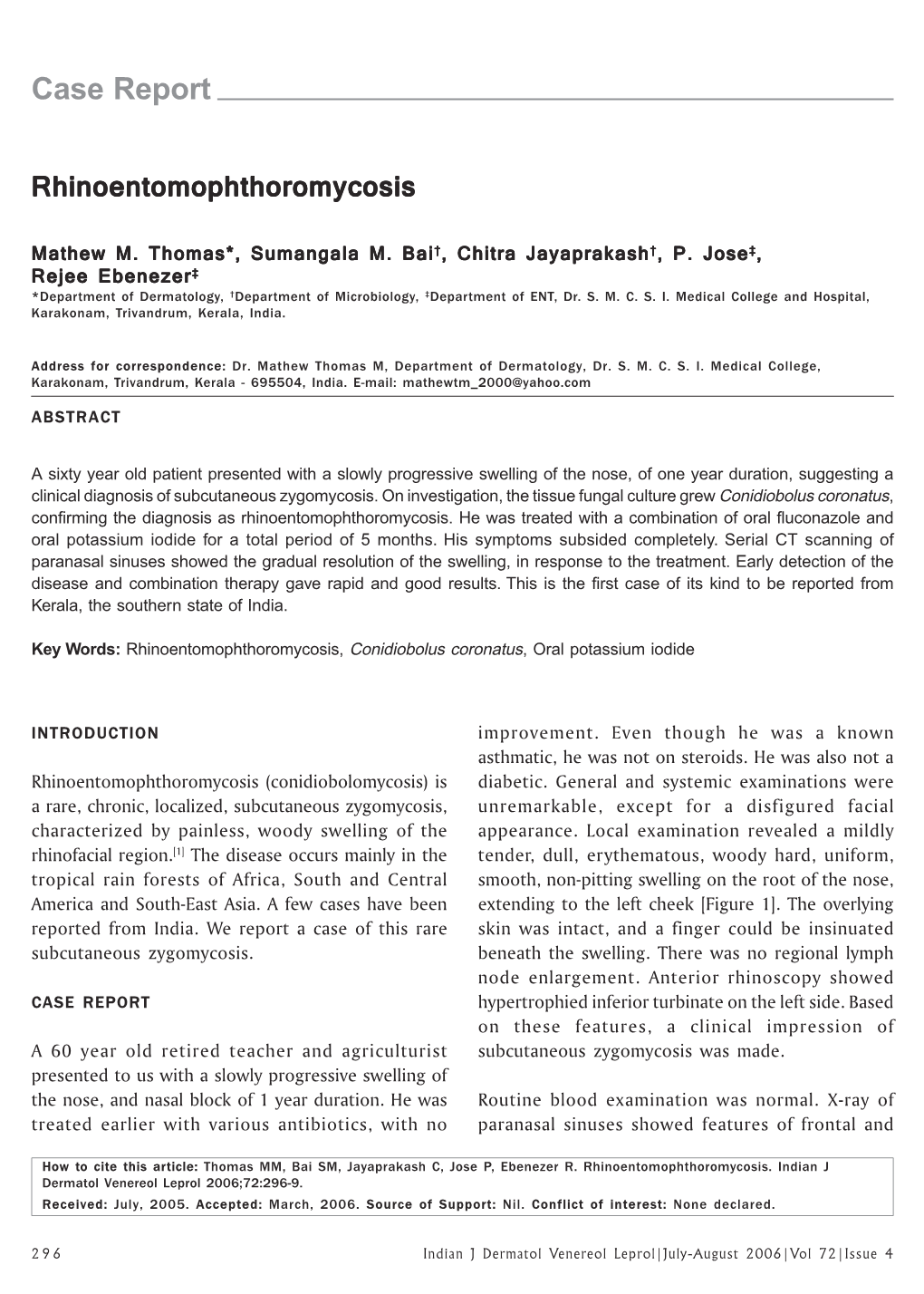 Case Report-Rhinoentomophthoromycosis