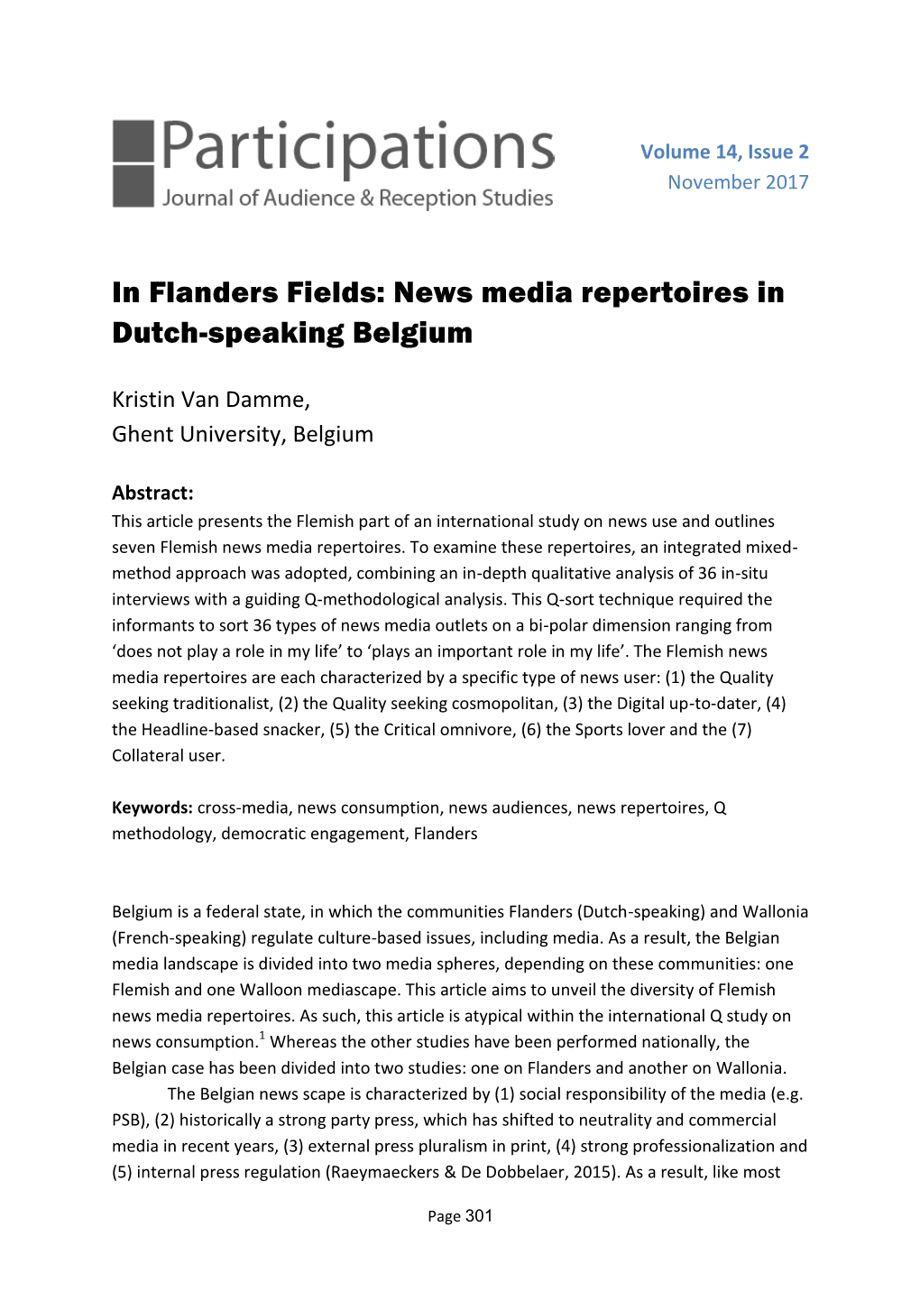 In Flanders Fields: News Media Repertoires in Dutch-Speaking Belgium