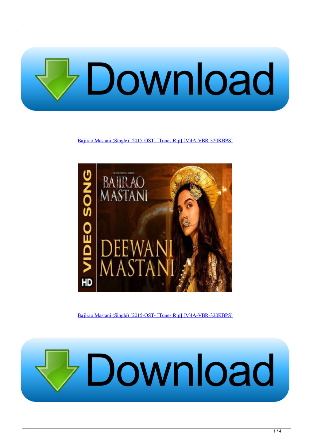 Bajirao Mastani Single 2015OST Itunes Rip M4AVBR320KBPS