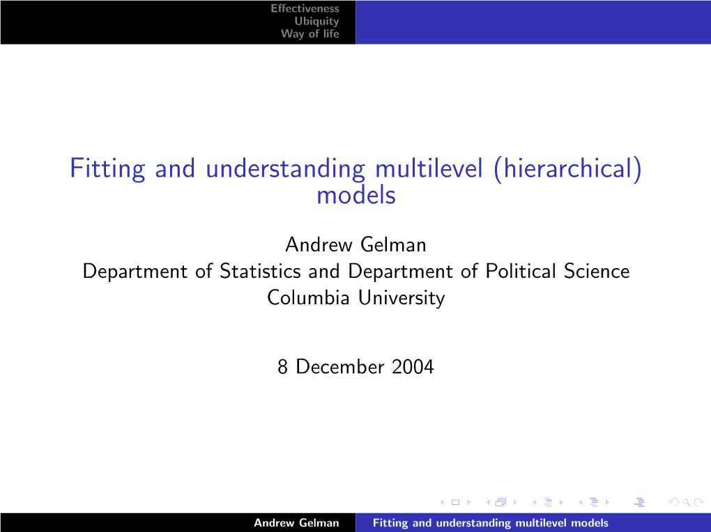 Fitting and Understanding Multilevel (Hierarchical) Models