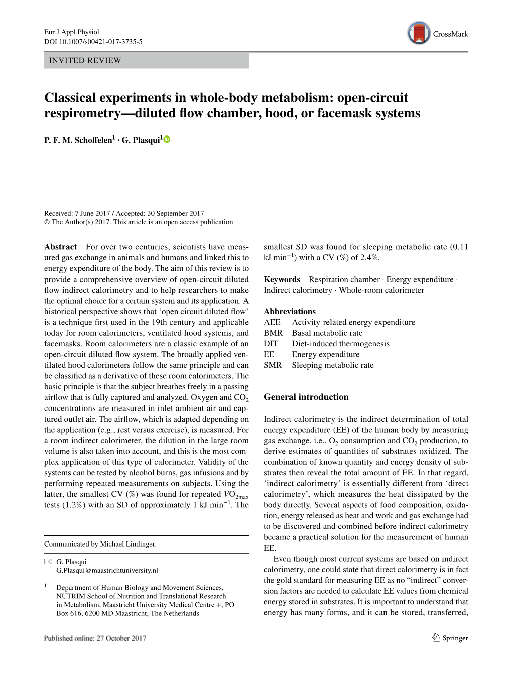 Open-Circuit Respirometry—Diluted Flow Chamber, Hood, Or Facemask Systems