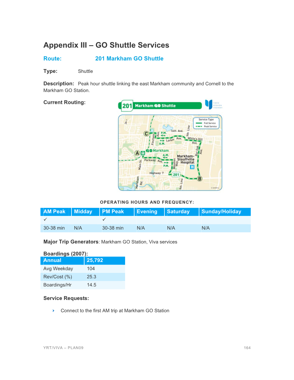 Appendix III – GO Shuttle Services