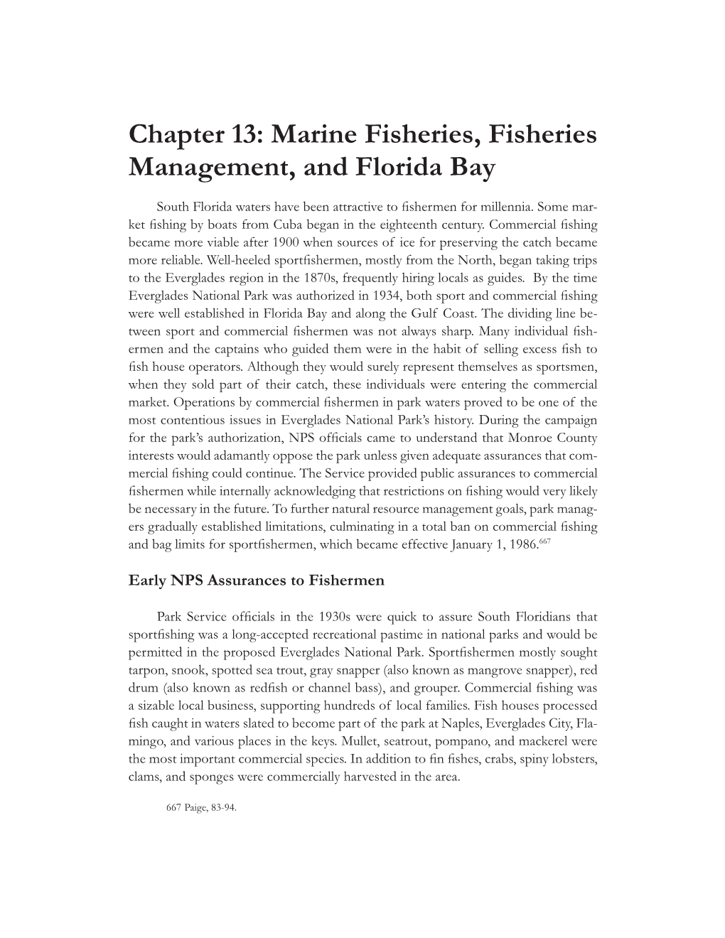 Marine Fisheries, Fisheries Management, and Florida Bay