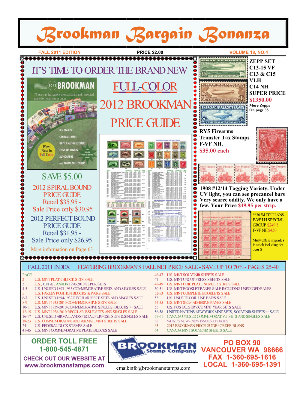 Brookman Bargain Bonanza FALL 2011 EDITION PRICE $2.00 VOLUME 18, NO.4