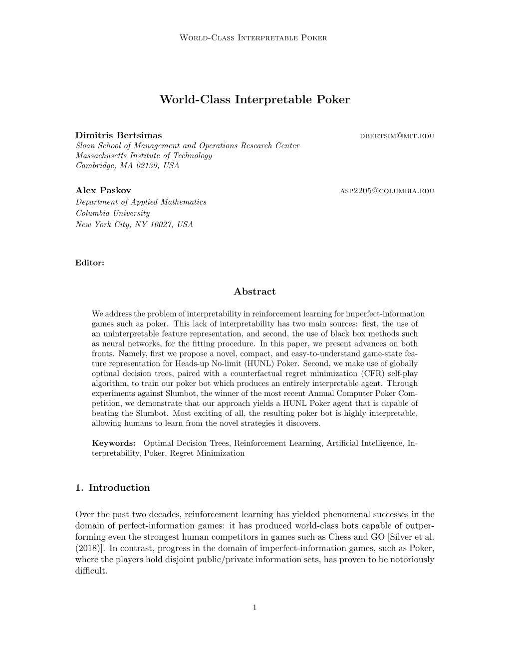 World-Class Interpretable Poker