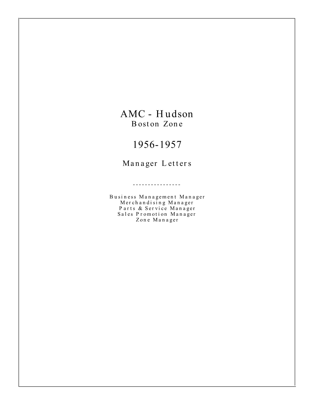 1956 AMC Hudson Managers Letters Boston Zone