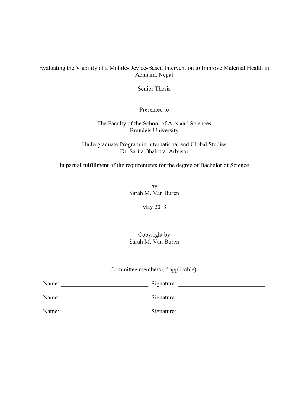 Evaluating the Viability of a Mobile-Device-Based Intervention to Improve Maternal Health in Achham, Nepal