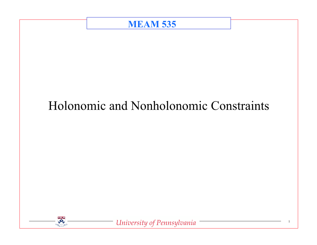 Holonomic and Nonholonomic Constraints