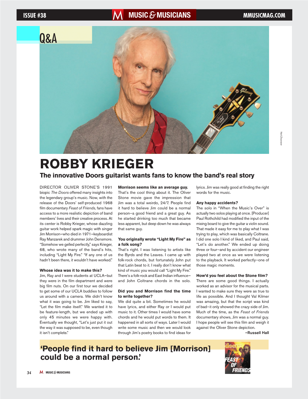 ROBBY KRIEGER the Innovative Doors Guitarist Wants Fans to Know the Band’S Real Story