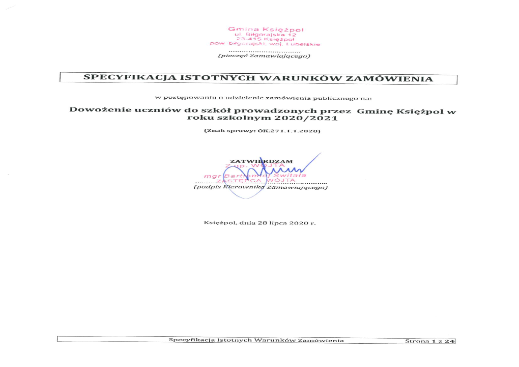 Specyfikacja Istotnych Warunków Zamówienia