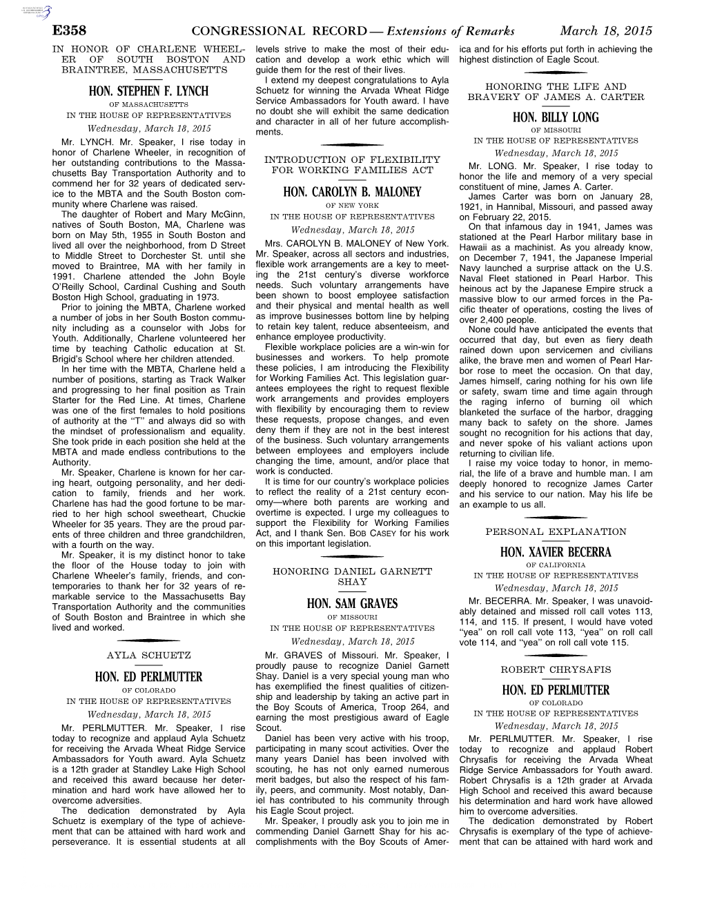 CONGRESSIONAL RECORD— Extensions of Remarks E358 HON