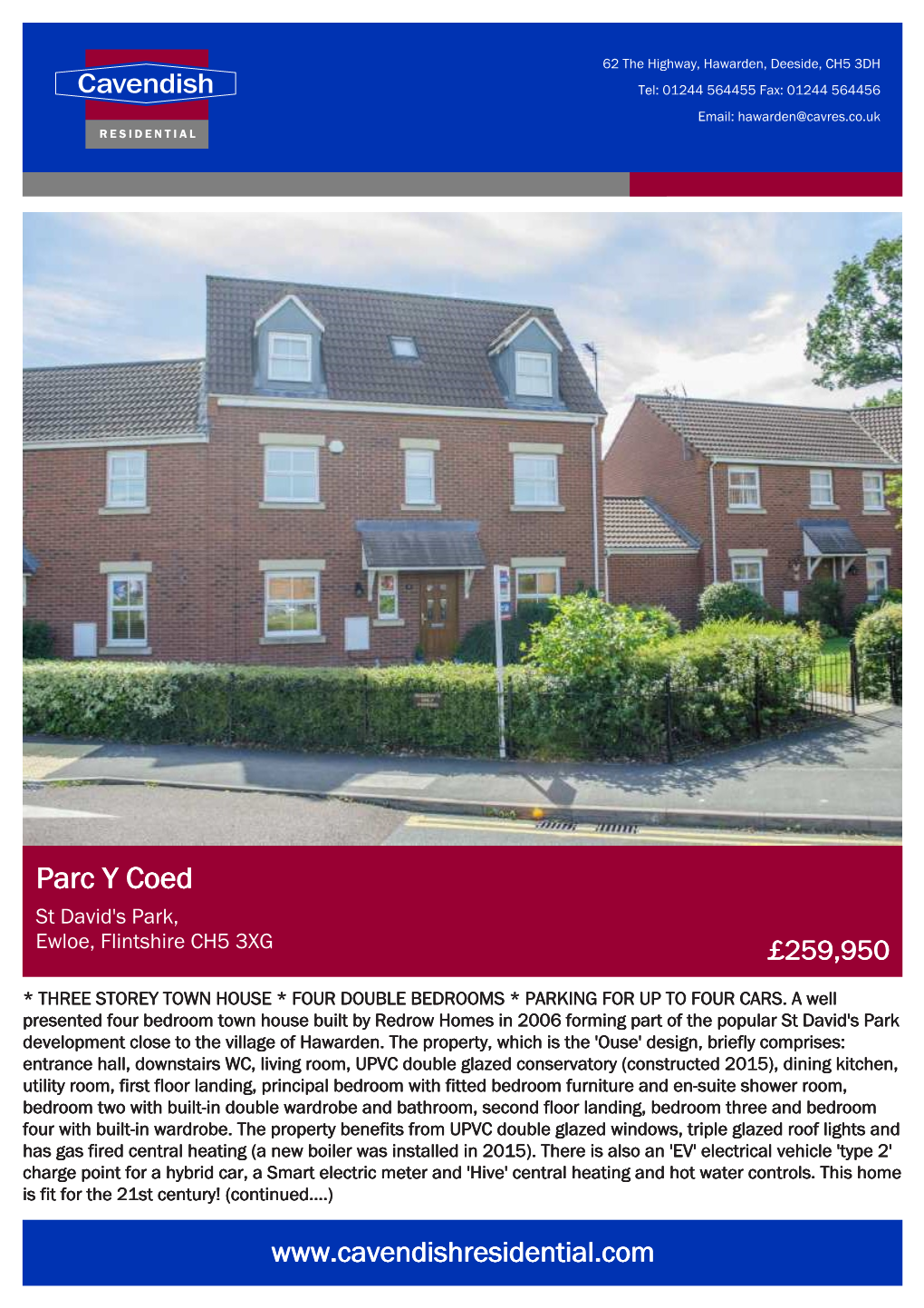 Parc Y Coed St David's Park, Ewloe, Flintshire CH5 3XG £259,950