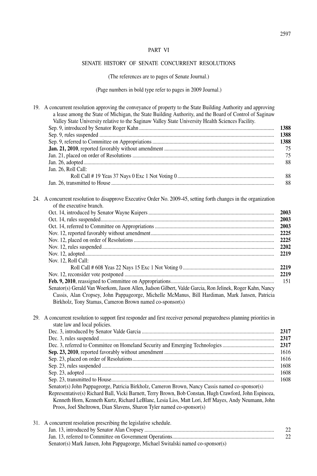 Senate History of Senate Concurrent Resolutions