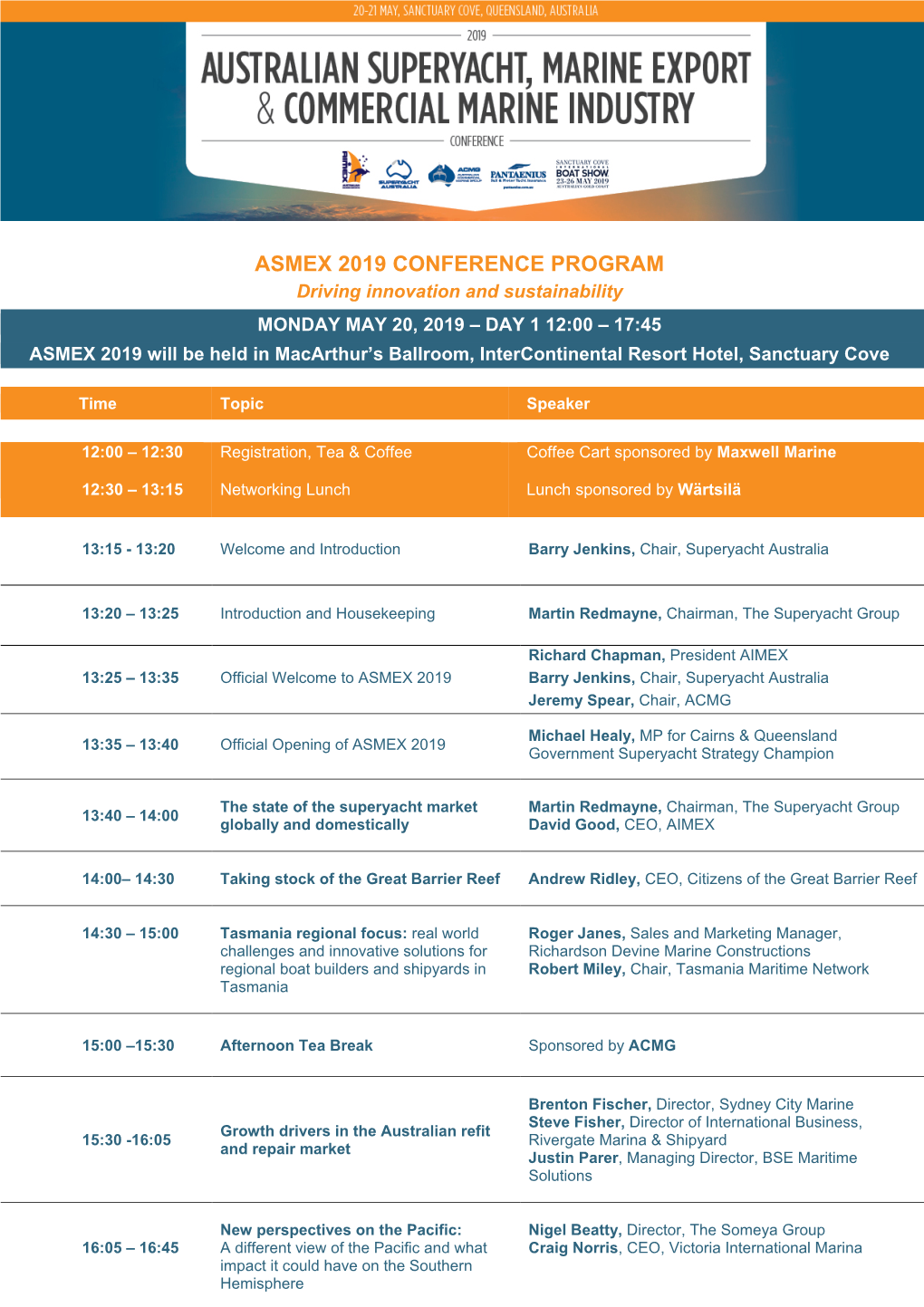 Asmex 2019 Conference Program