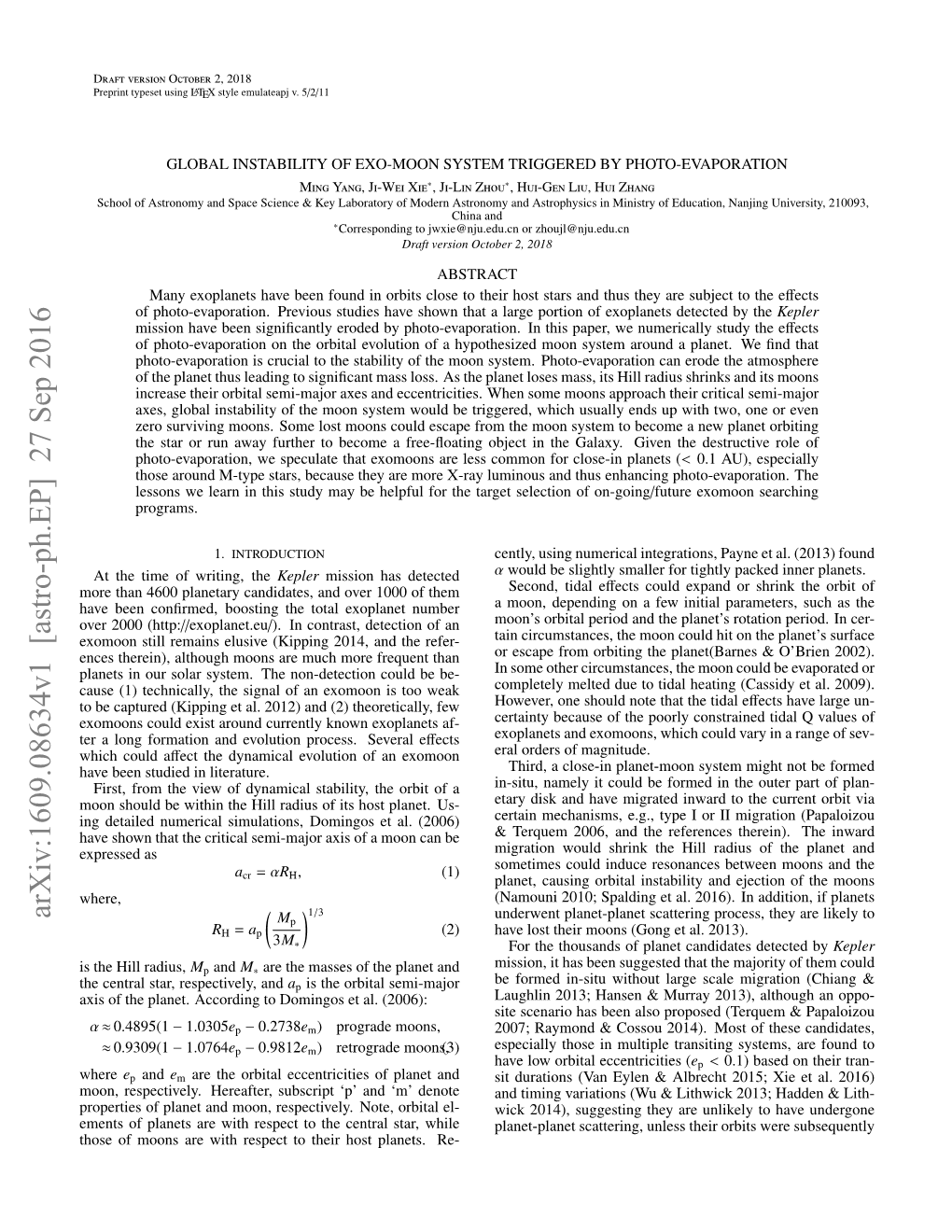 Global Instability of Exo-Moon System Triggered by Photo-Evaporation