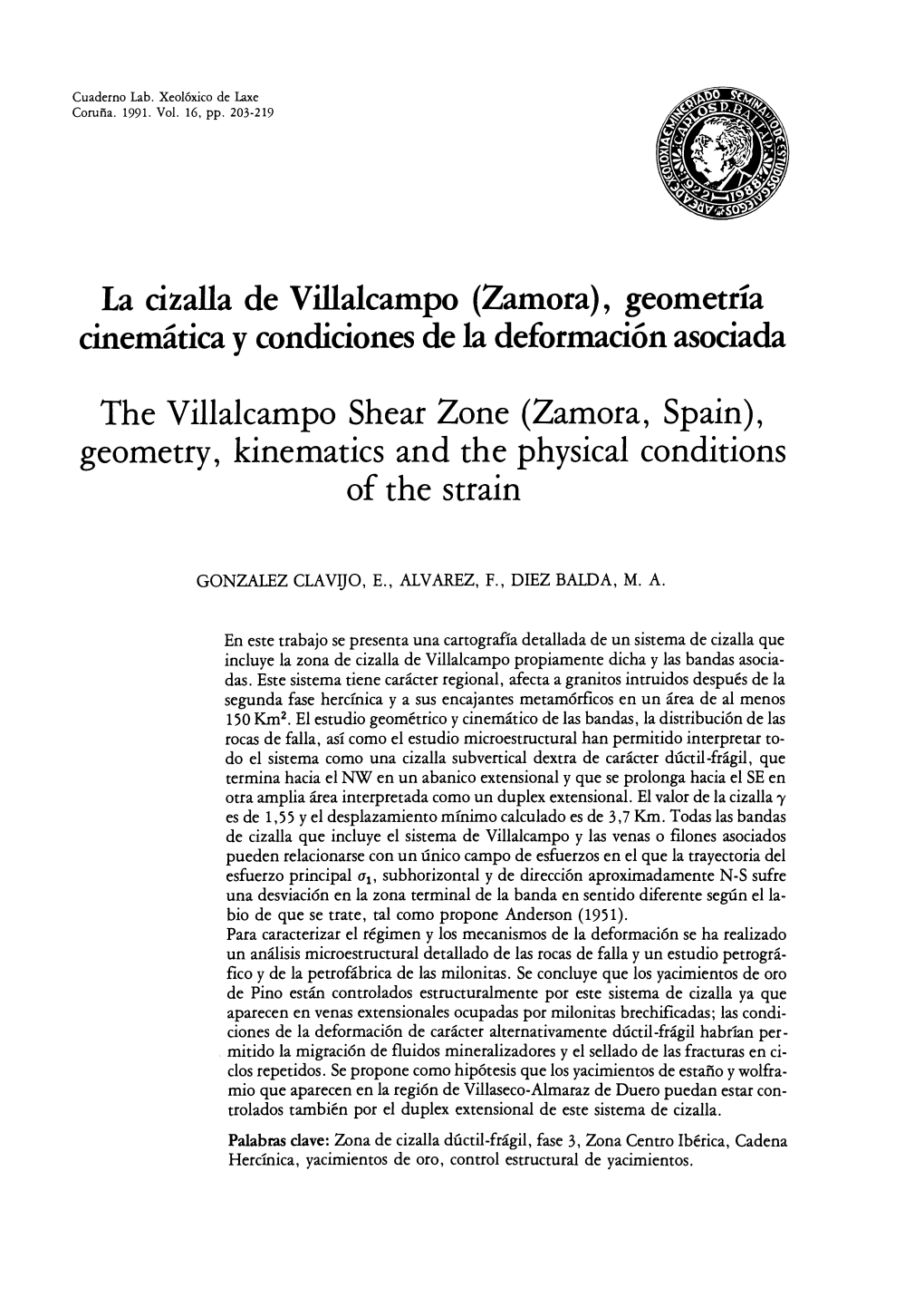 La Cizalla De Villalcampo (Zamora), Geometría Cinemática Y Condiciones De La Deformación Asociada