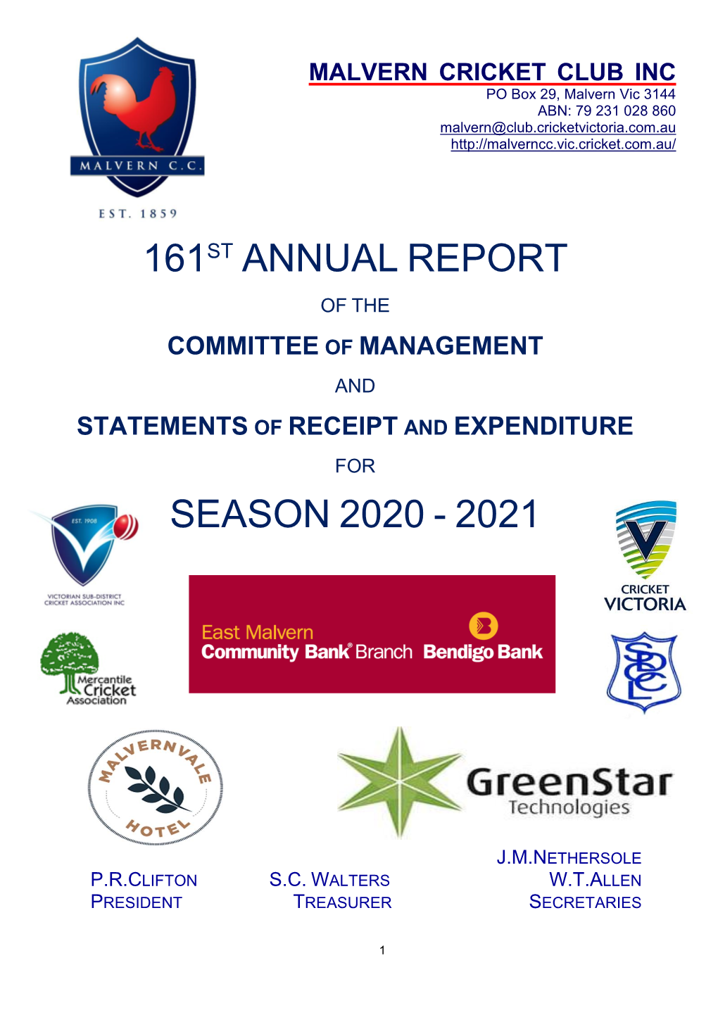 161St Annual Report Season 2020