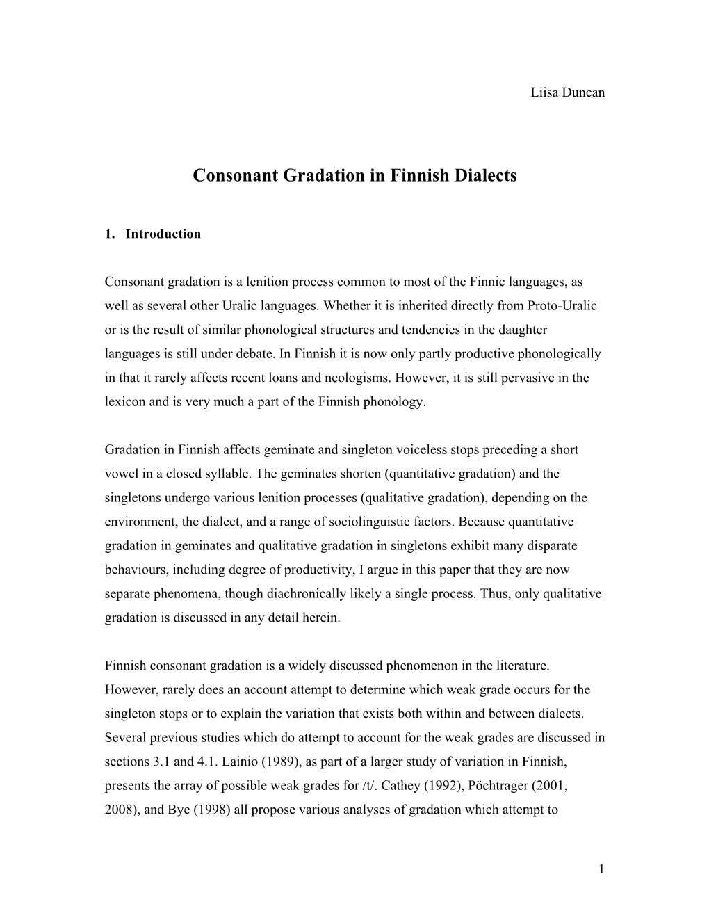 Consonant Gradation in Finnish Dialects