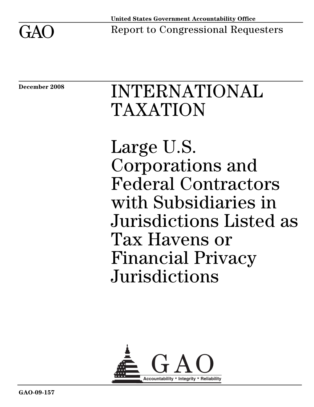 GAO-09-157 International Taxation